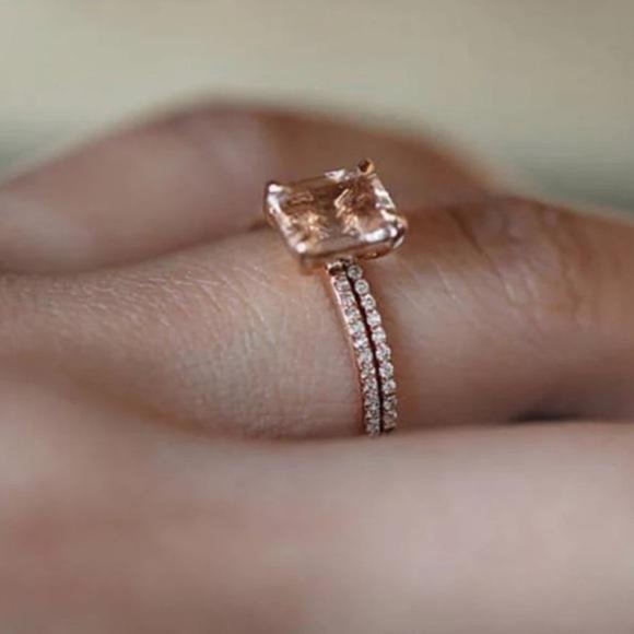 NEW 18K ROSE GOLD MORGANITE SET RING, CUTE RING, SHINY RING. - Picture 3 of 6